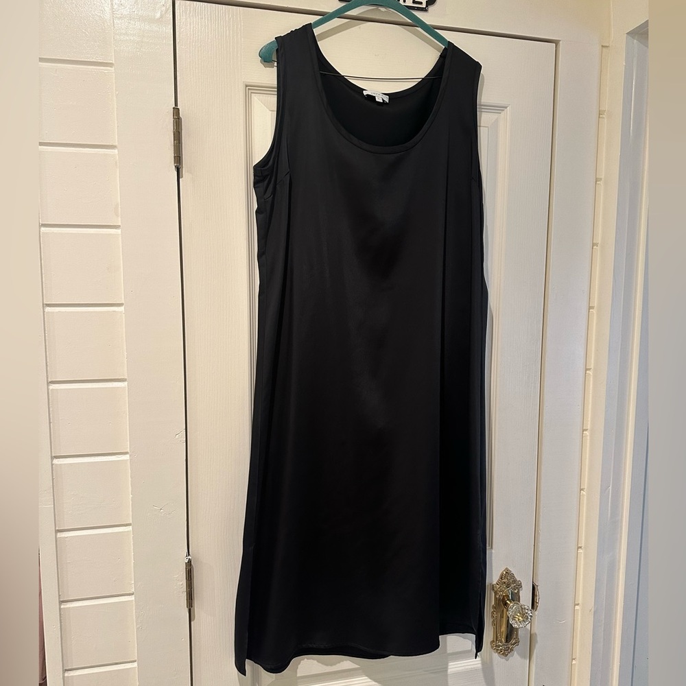 S’edge black satin tank midi dress